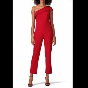 Adriana papell Ruffle one shoulder pant jumpsuit